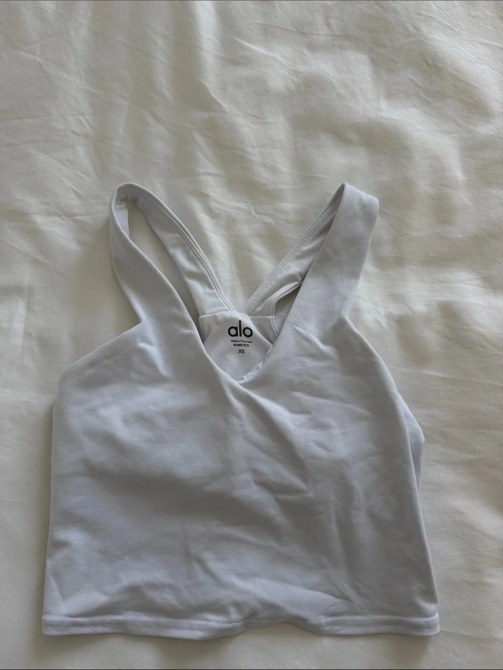 ALO Yoga White V-Neck Crop Tank